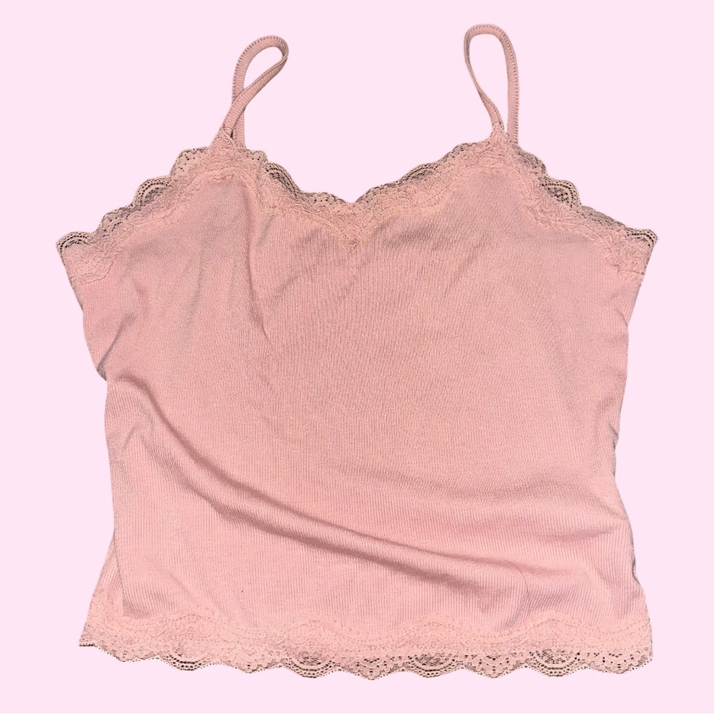 baby pink lace tank top 🩰˖ ࣪⭑